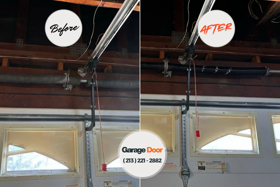 Before and after: garage door repair Stewart Manor, NY